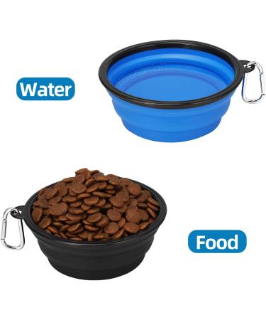 Kytely Large Collapsible Dog Bowls 2 Pack - Portable 34oz Foldable Travel Bowl for Dogs - Includes Clasp - Ideal for Walking, Traveling, and Park Trips - Blue & Black - Buy Online on GoSupps.com