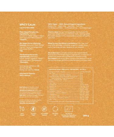 Kiano Bio Curcuma Pulver Mix - 100% Turmeric Superfood Latte | Vegan Gluten-Free with Ashwagandha Cinnamon Ginger & Black Pepper - 220g - Buy Online on GoSupps.com