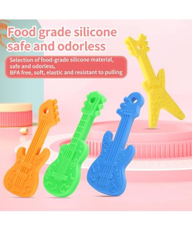 Meartchy 4 Pack Cartoon Guitar Teething Toys for Babies 0-24 Months - Silicone Chew Toy Set - Buy Online on GoSupps.com