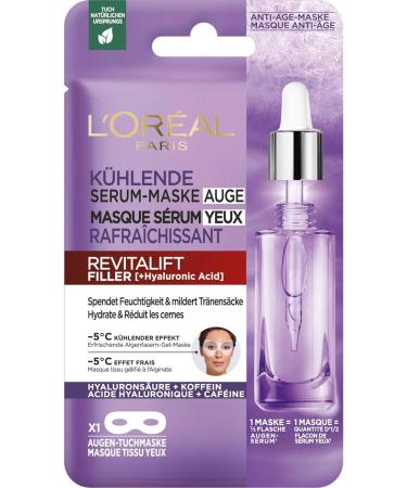 L'Or al Paris - Anti-Wrinkle Eye Care Ritual - With Hyaluronic Acid & Caffeine - 1x Triple-Ball Roller Serum (20 ml) & 2x Sheet Masks - Revitalift Filler - Buy Online on GoSupps.com