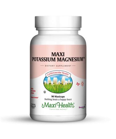 Maxi Health Potassium Magnesium - Energy Support - Heart & Muscle Formula - 90 Capsules - Kosher (Pot)