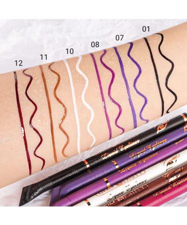 Evpct 6Pcs Liquid Wing Eyeliner Stamp Set - Waterproof Colored Eye Liners in Various Shapes - Nordic Purple, Black, Blue, Violet, White, Red, Brown - Buy Online on GoSupps.com