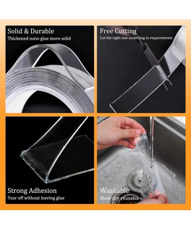 Double Sided Tape Heavy Duty Removable Mounting Tape Picture Hanging Strips Poster Tape for Walls Adhesive Transparent Tape for Carpet Rug Household O2Rolls(1.18inx6.5ft+0.39inx6.5ft) - Buy Online on GoSupps.com