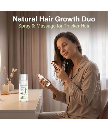 Spray Naturel pour la Croissance des Cheveux avec Huile de Romarin S rum Capillaire Anti-Chute et Densifiant 60 ml + Peigne de Massage en Bois pour Soin du Cuir Chevelu Hommes & Femmes - Buy Online on GoSupps.com