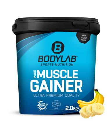 BODYLAB24 Pure Muscle Gainer Banane 2000g 100g 33g of natural carbohydrates 40g protein and 12g fat enriched with creatine monohydrate perfect Weight Gainer Shake for mass structure - Buy Online on GoSupps.com