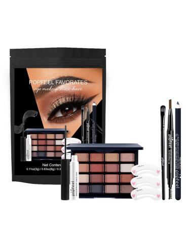 Makeup Eyeshadow Eyeshadow Eye Liner Mascara Portable Eye Enhancing Kit | Long Lasting Waterproof/Set Eye Enhancing Kit Eyeshadow Eye Liner & Mascara for Women Eye Makeup
