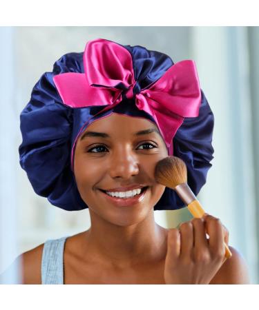 WEIPAO Silk Satin Bonnet - Large Reversible Hair Wrap for Curly Hair - DarkPurple/LightPurple - Buy Online on GoSupps.com