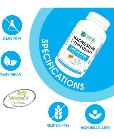 Earth Essentials Magnesium L-Threonate Magtein 2 000 mg per serving144 elemental Magnesium - BONUS Size 150 Veggie Caps (120+30 FREE) - Buy Online on GoSupps.com