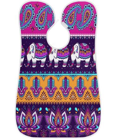 Beard Bib Apron for Men - Non-Stick Waterproof Hair Catcher & Grooming Cloth with Elephants Mandalas - Buy Online on GoSupps.com