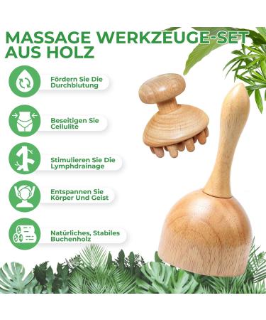 Premium Wood Fascia Roller & Massage Scooter for Muscle Relaxation | Anti-Cellulite Beech Gua Sha Tool - Buy Online on GoSupps.com