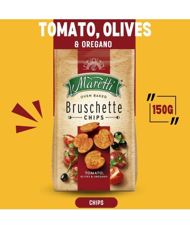 Maretti Bruschette Chips Packet Pick N Mix - Choose From 5+ Flavours | Slow Roasted Garlic Tomato Olives & Oregano Mediterranean Vegetables Sweet Basil Pesto - Pack of 4 x 150g - Buy Online on GoSupps.com