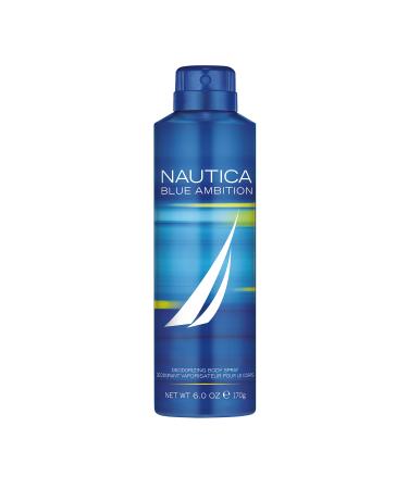 Nautica Blue Ambition Body Spray, Non-Drying, Vegan Formula, Bold Fresh Scent, 6.0oz Body Spray 6 Ounce