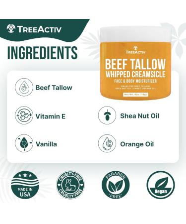 Beef Tallow Face Cream Body Moisturizer All Natural Grass Fed Whipped Beef tallow For Skin Deeply Hydrating & Nourishing Balm for Eczema Cracked Dry Itchy Irritated Skin Repair Skincare 4 fl oz - Buy Online on GoSupps.com