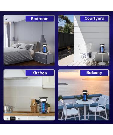 Solar Bug Zapper Indoor 3 in 1 UV Mosquito Killer Lamp 4000mAh 4200V Electric Fly Zapper USB Rechargeable Insect Killer Traps for Office Kitchen Bedroom Garden Camping Outdoor Black Black#01 - Buy Online on GoSupps.com