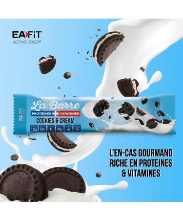 EAFIT LA BARRE PROTEINES VITAMINES - Cookies & cream - Display of 24 bars - 49g - ULTRA delicious and low in sugar - RICH in proteins and vitamins - Buy Online on GoSupps.com