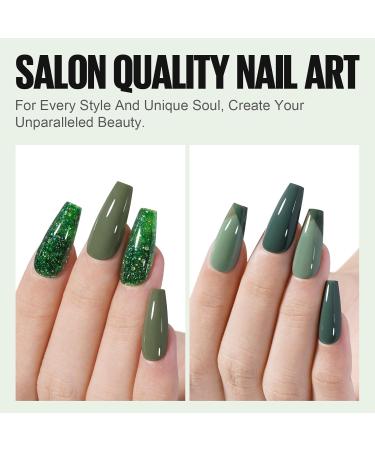 Tomicca UV Nail Polish Green Set - 4 Colors Dark Green Glitter Gel Soak Off UV/LED Non-Toxic & Durable Ideal Christmas Gift for Nail Art DIY & Home Salon 8ml Autumn-A116014 - Buy Online on GoSupps.com