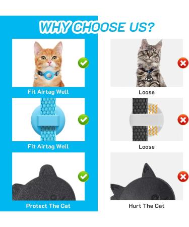 Lafayi 2 Pack Reflective Cat Collar with Airtag Case Adjustable GPS Tracker Personalized with Bell & Safety Lock - Blue - Buy Online on GoSupps.com
