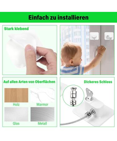 4-Piece No-Drill Child Safety Locks for Windows & Refrigerators | Secure Doors Cupboards & Windows with Keys - White - Buy Online on GoSupps.com
