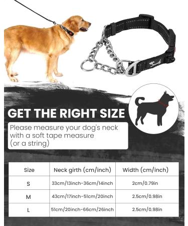 PETTOM Medium Half Choke Dog Collar - Chew Proof Metal Chain Collar for Medium/Large Dogs (M 17-20inch, Black) - Buy Online on GoSupps.com