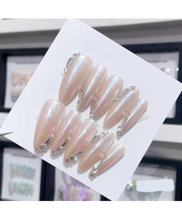 Handmade Long and Short Nail Patches for Artificial Nail Enhancement(Color:19518 Size:M)