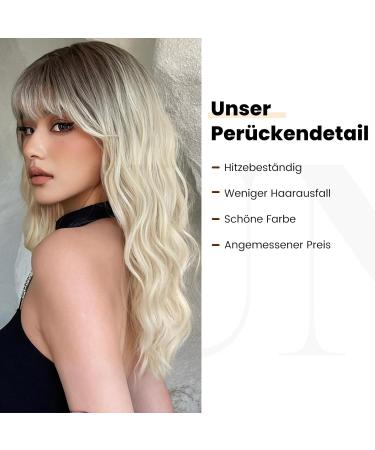Buy Testar Ombre Blonde Wavy Wig - Shoulder-Length with Dark Roots | Natural Curly Platinum Hair for Women | Ideal for Everyday & Parties - Buy Online on GoSupps.com