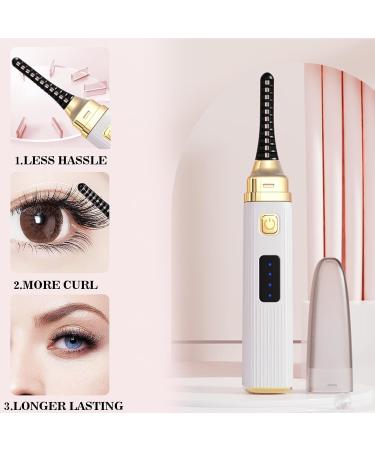Heated Eyelash Curler Electric Eyelash Curler with 3 Temperature Modes Heated Eyelash Curler USB 15s Fast Heating Eyelash Curler Long-Lasting Curl for All Eyelashes White - Buy Online on GoSupps.com