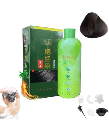 Brimless Shampoo Herbal Bubble Gray Hair Dye Shampoo 500ml Plant Bubble Hair Dye Shampoo Plant Bubble Hair Dye Shampoo (Brown-Black)