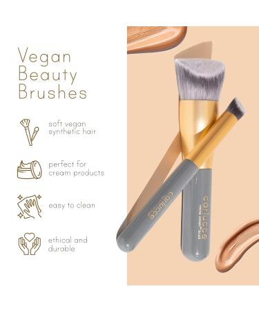 Carlucce Cream Makeup Brush - Vegan Foundation Brush for Liquid Makeup Blending Contouring & Highlighting - Soft Geometric Design Made in USA - Buy Online on GoSupps.com