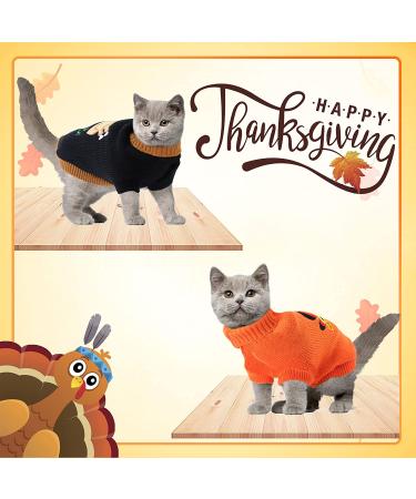 HUMLANJ 2-Pack Knitted Cat Sweater | Thanksgiving Turtleneck Turkey Kitty Sweater | Pet Cat Sweaters for Warmth | X-Small - Buy Online on GoSupps.com