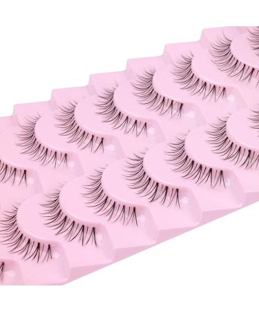 Fanxiton Wispy Short Cat Eye False Eyelashes 10 Pairs Pack - Natural Look Japanese Korean Asian Spiky Lashes - 10mm Clear Band (Natural C17) - Buy Online on GoSupps.com