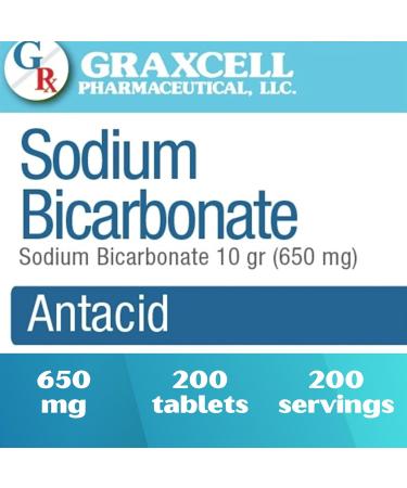 Sodium Bicarbonate Tablets 650mg | Relief for Acid Indigestion Heartburn & Upset Stomach | Kidney Health | 200 Count | USP Grade - Buy Online on GoSupps.com