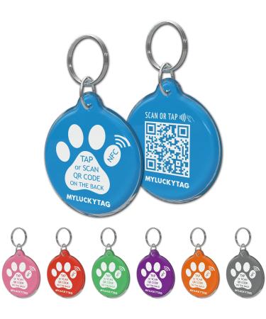 MYLUCKYTAG NFC & QR Code Smart Pet ID Tag Personalized Dog Cat Tag Online Pet Profile Pet Location Alert Email Digital Pet Tag Quiet Pet Tag Durable Pet ID Engraved Pet Tag Paw blue - Buy Online on GoSupps.com