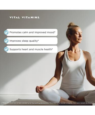 Vital Vitamins Magnesium Glycinate 500mg - High Absorption Formula - Promotes Relaxation Calmness & Restful Sleep - Pure Magnesium Supplement for Men & Women - 180 Capsules Vegan Non-GMO 180 Count (Pack of 1) - Buy Online on GoSupps.com