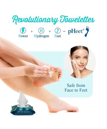 pHeet Foot Wipes | All-Natural Antifungal & Antibacterial Formula for Athletes Foot & Toenail Fungus | 72ct - Cleans Moisturizes & Improves Dry Skin - Buy Online on GoSupps.com
