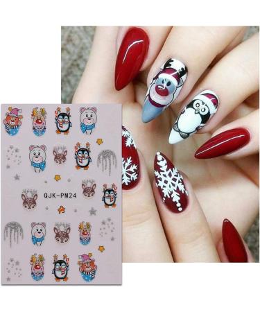 JMEOWIO 10 Sheets Glitter Christmas Nail Art Stickers Decals Self-Adhesive Snowflake Winter Holiday Cute Deer Nail Supplies Nail Art Design Decoration Accessories - Buy Online on GoSupps.com