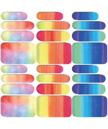 Lounsweer 240 Pcs Kids Tie Dye Adhesive Bandages Waterproof Bandage Colorful Cute Flexible Bandage Variety Pack Breathable Scrapes Cuts Wounds Burn Care for Children Toddlers Girls 4 Sizes