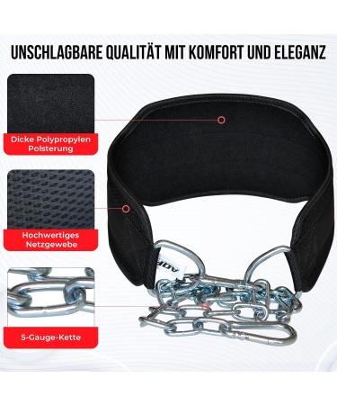 Buy AQF Dip Belt with Steel Chain - Neoprene Fitness Weight Lifting & Bodybuilding Dip Belt for Men - Durable Black Weight Belt for Dips - Buy Online on GoSupps.com