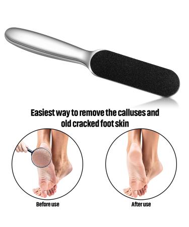 Pedicure Foot File Callus Remover Set - Stainless Steel Feet Rasp with 20 Reusable Pads for Cracked Skin - Foot Care Tool - Buy Online on GoSupps.com