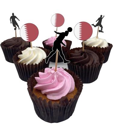 Qatar Football Silhouette Flag Mix Party Food & Cupcakes Picks Decorations Toppers (pack of 14) - Buy Online on GoSupps.com