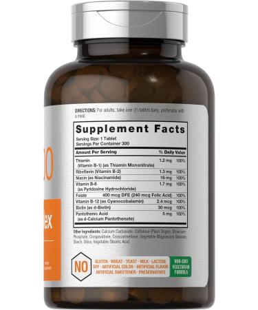 Vitamin B-100 Complex 300 Tablets | Vegetarian Non-GMO Gluten Free Supplement by Horbaach - Buy Online on GoSupps.com