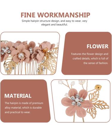 Garneck Rhinestone Wedding Hair Pins - 3Pcs Bridal Hair Clips for Women - Pink Floral Hair Accessories - Buy Online on GoSupps.com