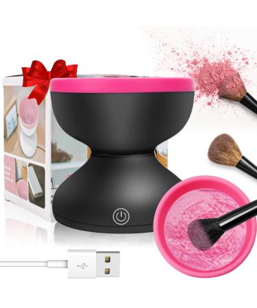Electric Makeup Brush Cleaner Machine  Portable Automatic Spinner Brush Cleaner Tools for All Size Makeup Brushes  Make Up Brush Cleaner Cleanser Gifts for Women Girlfriend Wife Mom Daughter(black)