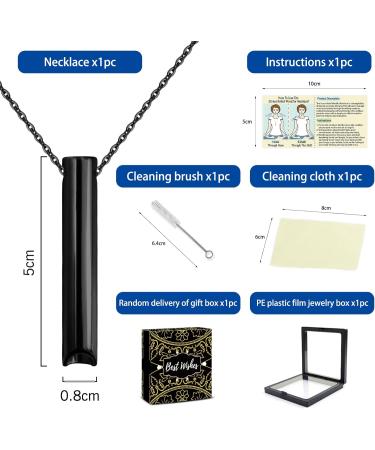 Stainless Steel Breathing Pendant Natural Healing Necklace for Stress Relief - Black - Buy Online on GoSupps.com