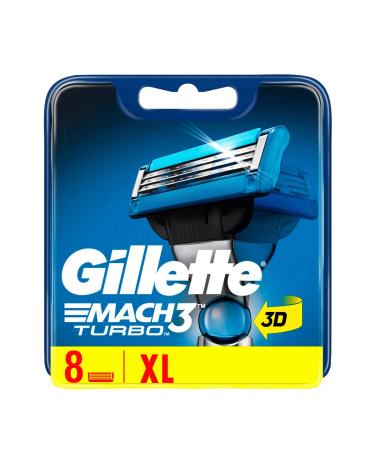 Gilette Mach3 Turbo Razor Blades for Men 8 Pieces 8 pieces (1 pack)