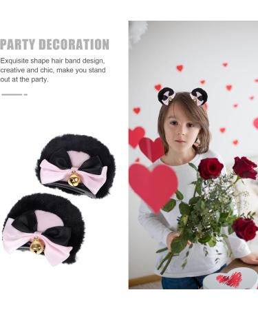 KALLORY 1 Pair Bear Ear Hair Clip Headband Hair Clips Hair Clip for Women Hair Bows Miss Lolita Hand Made Black Pink - Buy Online on GoSupps.com