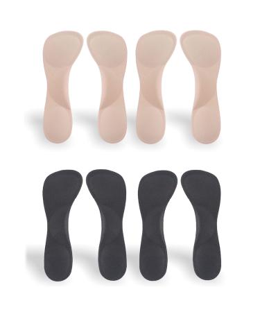 CB 4 Pairs of Arch Support Insoles Silicone Gel Invisible Slim Inserts Liners Shock Absorption  Arch Pain Foot Heel Pain Relief  3/4 Length for Women Shoes High Heel Shoes 5-8  Style A  Nude & Black Style A  2 Pairs Nude...