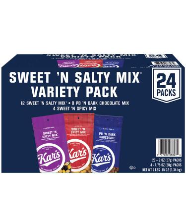 Kar's Nuts Kar's Variety Pack: Sweet 'N Salty - Sweet 'N Spicy - Peanut Butter Dark Chocolate Trail Mix - 24ct, 24Count
