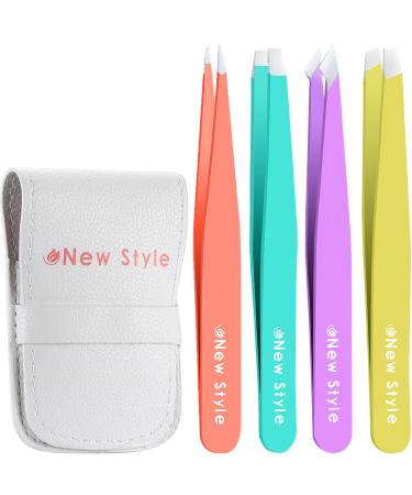 New Style Tweezer Set – Professional Stainless Steel Tweezers, Combo Pack, Multicolored Precision Eyelash and Eyebrow Hair Removal Makeup Tool with Travel Case