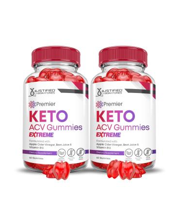 Justified Laboratories (2 Pack Premier Keto ACV Gummies Extreme 2000MG Premier Keto Gummies Apple Cider Vinegar Formulated with Pomegranate Beet Juice Powder B12 Vegan Non GMO 120 Gummys 60 Count (Pack of 2)