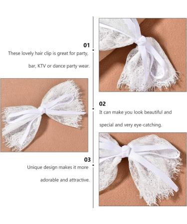 Minkissy Big Bow Hair Barrette Lace Bowknot Hair Clips Ribbon Bow Clips Decorative Hair Accessories for Women Girls Teens (White) - Buy Online on GoSupps.com